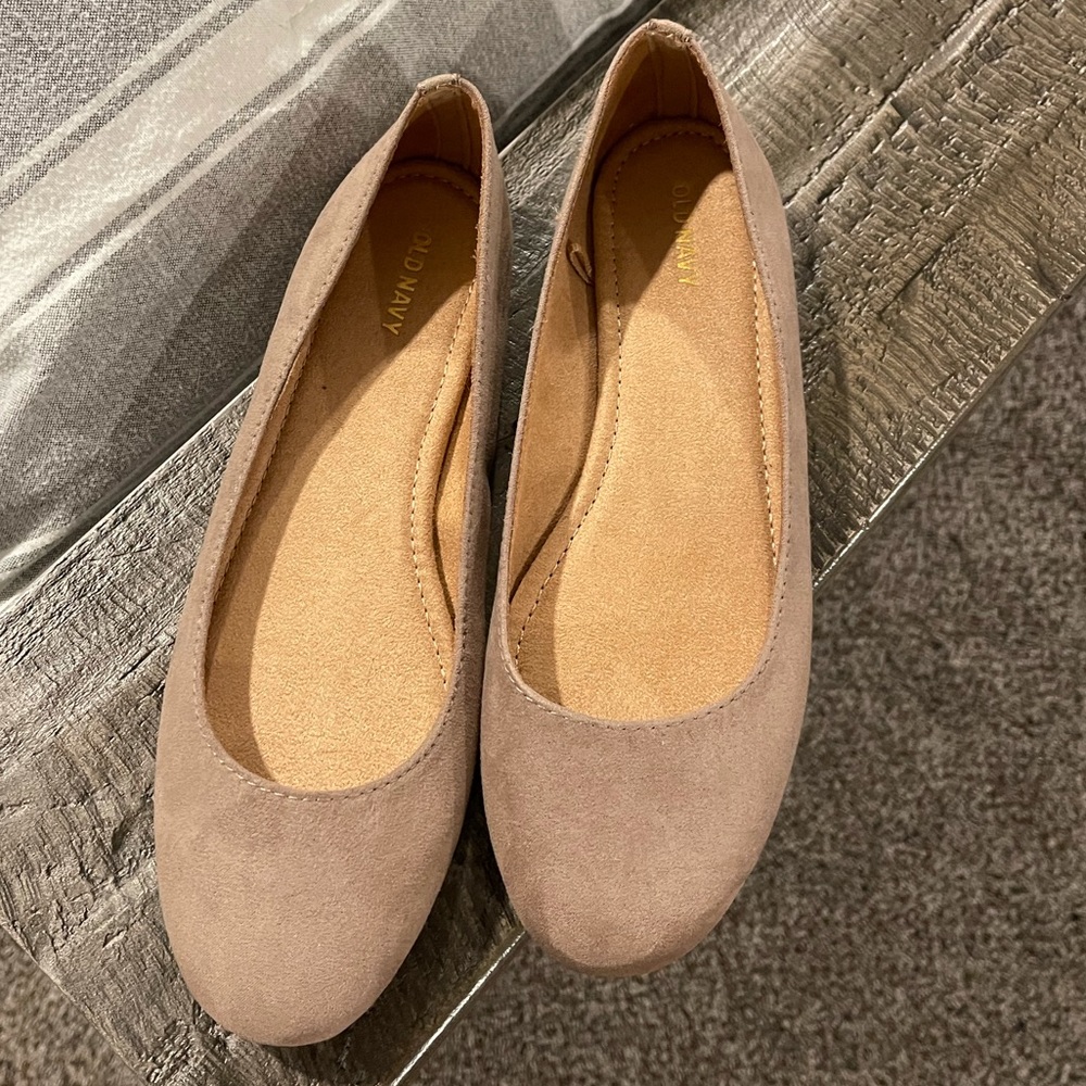 Old Navy Taupe Suede Ballet Flats